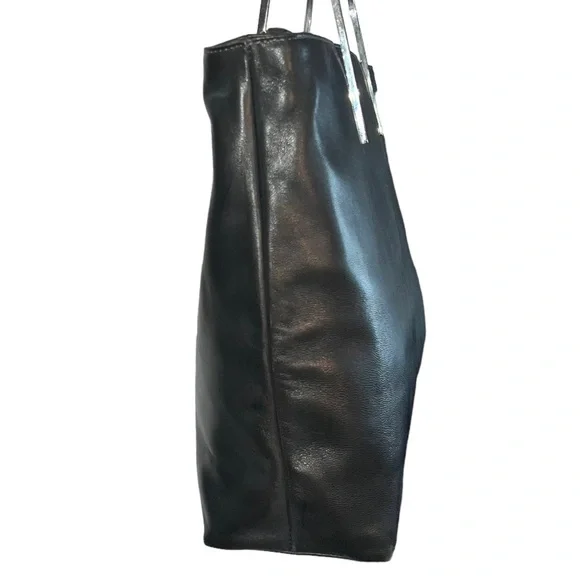 Nebuloni by Flavio Zanasca Made in Italy Genuine Leather Black Tote Bag - Picture 4 of 13
